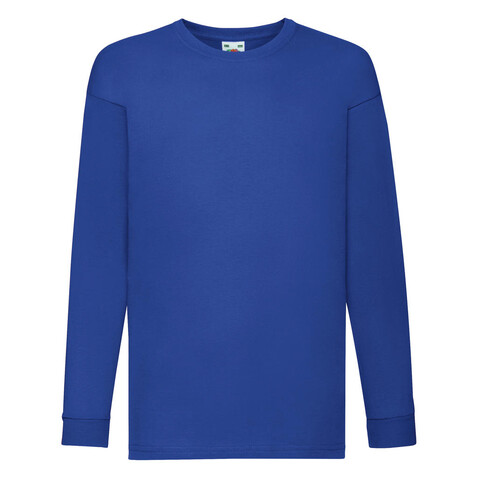 Fruit of the Loom Kids` Valueweight Long Sleeve T, Royal, 128 (7-8) bedrucken, Art.-Nr. 185013005