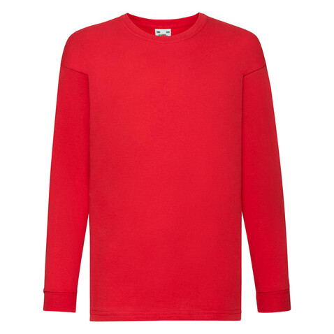 Fruit of the Loom Kids` Valueweight Long Sleeve T, Red, 116 (5-6) bedrucken, Art.-Nr. 185014004