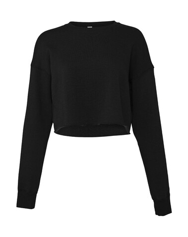 Bella Women`s Cropped Crew Fleece, Black, S bedrucken, Art.-Nr. 203061013