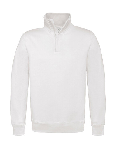 B &amp; C ID.004 Cotton Rich 1/4 Zip Sweat, White, M bedrucken, Art.-Nr. 210420004