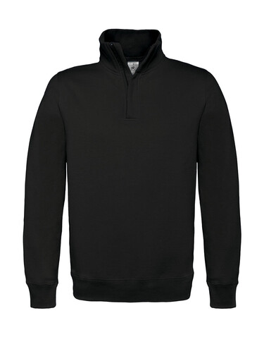 B &amp; C ID.004 Cotton Rich 1/4 Zip Sweat, Black, 3XL bedrucken, Art.-Nr. 210421018