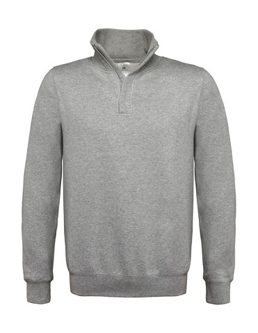 B &amp; C ID.004 Cotton Rich 1/4 Zip Sweat, Heather Grey, XL bedrucken, Art.-Nr. 210421236