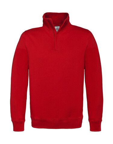 B &amp; C ID.004 Cotton Rich 1/4 Zip Sweat, Red, L bedrucken, Art.-Nr. 210424005