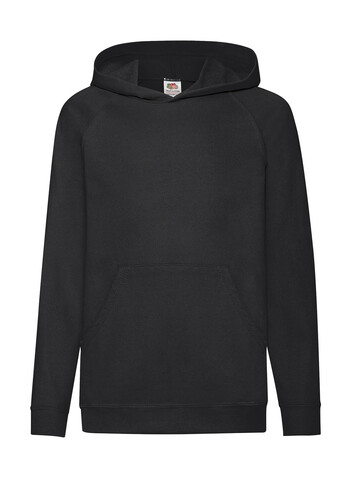 Fruit of the Loom Kids` Lightweight Hooded Sweat, Black, 152 (12-13) bedrucken, Art.-Nr. 218011017