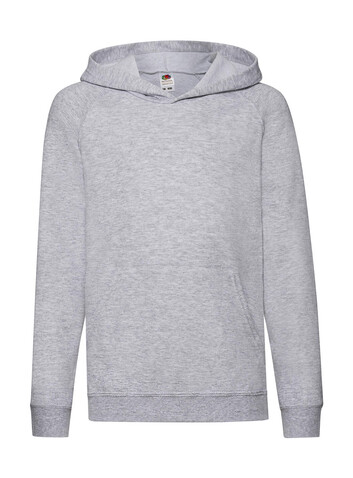 Fruit of the Loom Kids` Lightweight Hooded Sweat, Heather Grey, 128 (7-8) bedrucken, Art.-Nr. 218011235