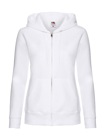 Fruit of the Loom Premium Hooded Sweat Jacket Lady-Fit, White, S (10) bedrucken, Art.-Nr. 254010003