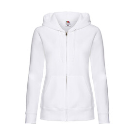 Fruit of the Loom Premium Hooded Sweat Jacket Lady-Fit, White, XS (8) bedrucken, Art.-Nr. 254010002
