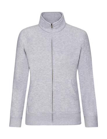 Fruit of the Loom Ladies` Premium Sweat Jacket, Heather Grey, XS bedrucken, Art.-Nr. 256011232