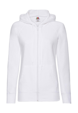 Fruit of the Loom Ladies` Lightweight Hooded Sweat Jacket, White, M bedrucken, Art.-Nr. 269010004