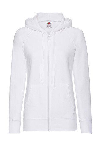 Fruit of the Loom Ladies` Lightweight Hooded Sweat Jacket, White, XS bedrucken, Art.-Nr. 269010002