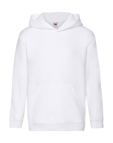 Fruit of the Loom Kids` Premium Hooded Sweat, White, 128 (7-8) bedrucken, Art.-Nr. 278010005