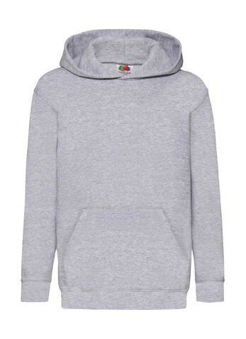 Fruit of the Loom Kids` Classic Hooded Sweat, Heather Grey, 140 (9-11) bedrucken, Art.-Nr. 280011236