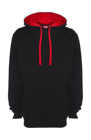 FDM Contrast Hoodie, Black/Fire Red, XS bedrucken, Art.-Nr. 281551542