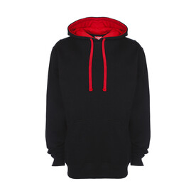 FDM Contrast Hoodie, Black/Fire Red, XS bedrucken, Art.-Nr. 281551542