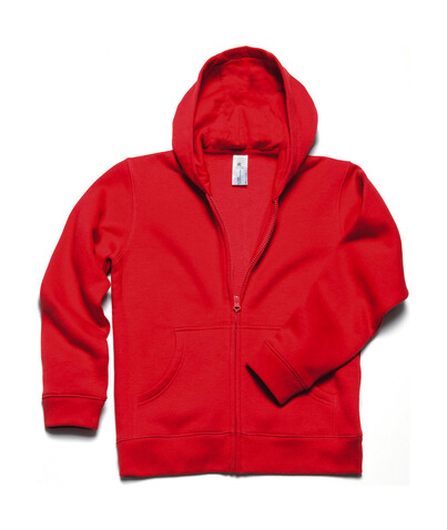 B &amp; C Hooded Full Zip/kids Sweat, Red, 3/4 (98/104) bedrucken, Art.-Nr. 298424003