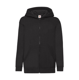 Fruit of the Loom Kids` Classic Hooded Sweat Jacket, Black, 116 (5-6) bedrucken, Art.-Nr. 299011014