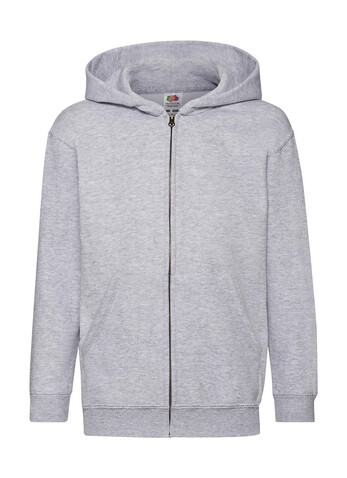 Fruit of the Loom Kids` Classic Hooded Sweat Jacket, Heather Grey, 128 (7-8) bedrucken, Art.-Nr. 299011235