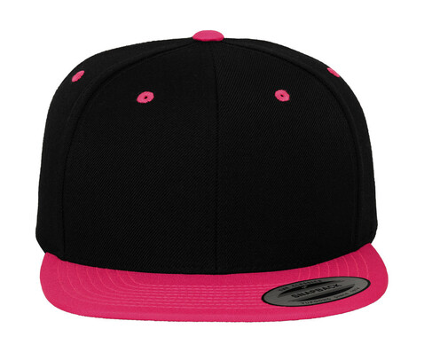 Yupoong Classic Snapback 2-Tone Cap, Black/Neon Pink, One Size bedrucken, Art.-Nr. 301731560