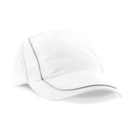 Beechfield Coolmax® Flow Mesh Cap, White, One Size bedrucken, Art.-Nr. 318690000