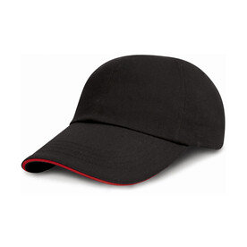 Result Caps Junior Brushed Cotton Cap, Black/Red, One Size bedrucken, Art.-Nr. 334341540