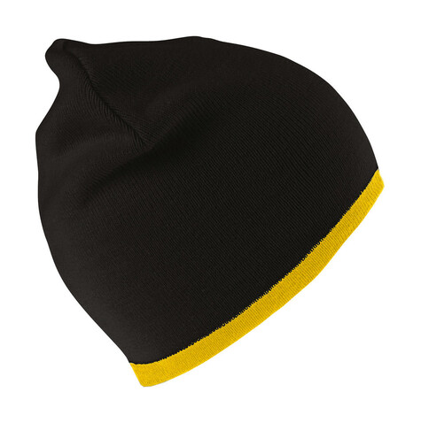 Result Caps Soft Feel Cuffless Reversible Beanie, Black/Yellow, One Size bedrucken, Art.-Nr. 346341470