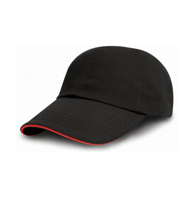 Result Caps Brushed Cotton Decorator Cap with Sandwich Peak, Black/Red, One Size bedrucken, Art.-Nr. 350341540