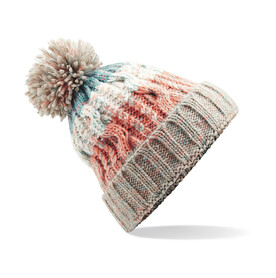 Beechfield Corkscrew Pom Pom Beanie, Milkshake Mix, One Size bedrucken, Art.-Nr. 369690590