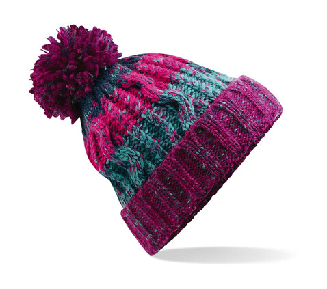 Beechfield Corkscrew Pom Pom Beanie, Winter Berries, One Size bedrucken, Art.-Nr. 369694360