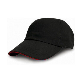 Result Caps Heavy Cotton Drill Cap, Black/Red, One Size bedrucken, Art.-Nr. 370341540