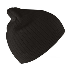 Result Caps Delux Double Knit Cotton Beanie Hat, Black, One Size bedrucken, Art.-Nr. 388341010