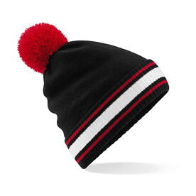 Beechfield Stadium Beanie, Black/Classic Red/White, One Size bedrucken, Art.-Nr. 393691930