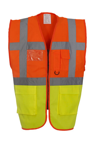 Yoko Fluo Executive Waistcoat, Fluo Orange/Fluo Yellow, 2XL bedrucken, Art.-Nr. 421774545