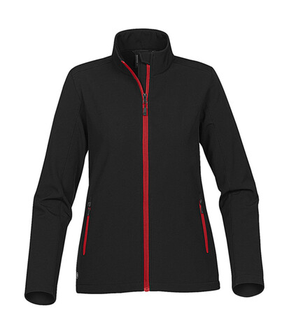 StormTech Women`s Orbiter Softshell Jacket, Black/Bright Red, L bedrucken, Art.-Nr. 469181795