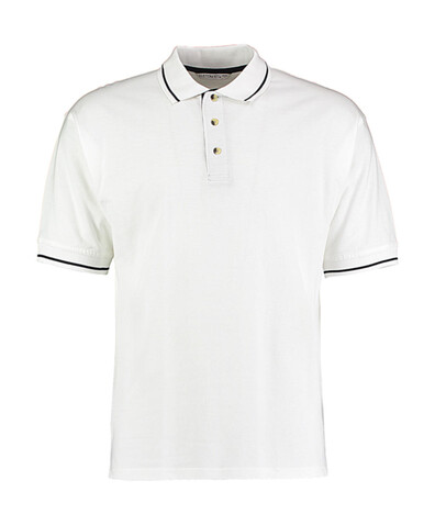 Kustom Kit Men`s Classic Fit St. Mellion Polo, White/Navy, S bedrucken, Art.-Nr. 504110523