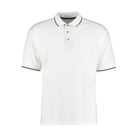 Kustom Kit Men`s Classic Fit St. Mellion Polo, White/Navy, S bedrucken, Art.-Nr. 504110523