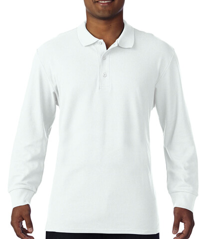 Gildan Premium Cotton Adult Double Piqué Polo LS, White, 3XL bedrucken, Art.-Nr. 505090008