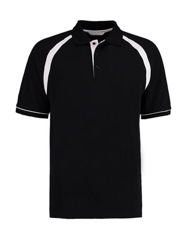 Kustom Kit Classic Fit Oak Hill Polo, Black/White, S bedrucken, Art.-Nr. 515111503