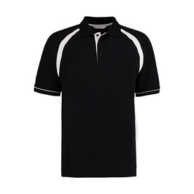 Kustom Kit Classic Fit Oak Hill Polo, Black/White, S bedrucken, Art.-Nr. 515111503