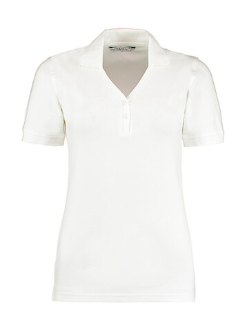 Kustom Kit Women`s Regular Fit Comfortec® V Neck Polo, White, XS bedrucken, Art.-Nr. 526110001