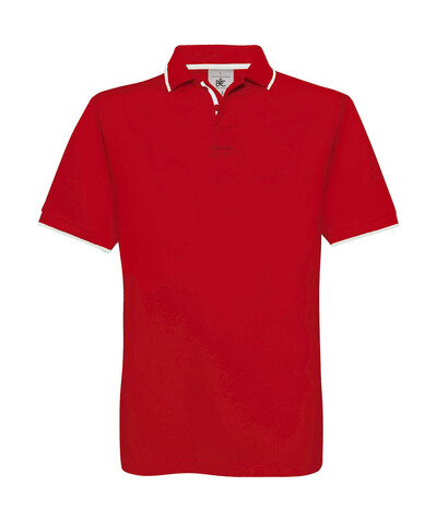 B &amp; C Safran Sport Tipped Polo, White/Royal, L bedrucken, Art.-Nr. 540420755