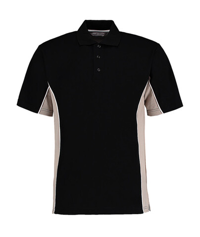 Kustom Kit Classic Fit Track Polo, Black/Grey/White, S bedrucken, Art.-Nr. 547111833