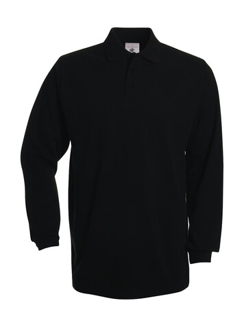 B &amp; C Heavymill LSL Polo, Black, S bedrucken, Art.-Nr. 565421013