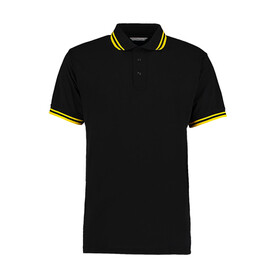 Kustom Kit Classic Fit Tipped Collar Polo, Black/Yellow, S bedrucken, Art.-Nr. 594111473 Kustom Kit Classic Fit Tipped Collar Polo, Black/Yellow, S bedrucken, Art.-Nr. 594111473