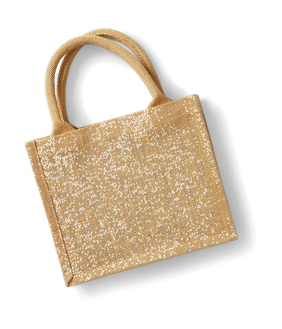 Westford Mill Shimmer Jute Mini Gift Bag, Natural/Gold, One Size bedrucken, Art.-Nr. 635280160