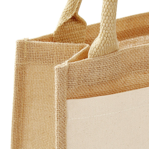 Westford Mill Cotton Pocket Jute Gift Bag, Natural, One Size bedrucken, Art.-Nr. 650280080