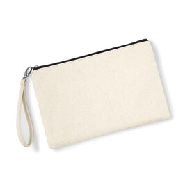 Westford Mill Canvas Wristlet Pouch, Natural/Black, One Size bedrucken, Art.-Nr. 667280560