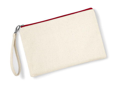 Westford Mill Canvas Wristlet Pouch, Natural/Red, One Size bedrucken, Art.-Nr. 667280690