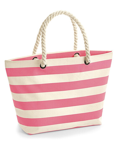 Westford Mill Nautical Beach Bag, Natural/Pink, One Size bedrucken, Art.-Nr. 668280680