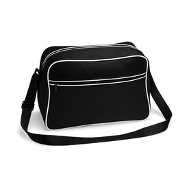 Bag Base Retro Shoulder Bag, Black/White, One Size bedrucken, Art.-Nr. 684291010