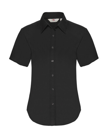 Fruit of the Loom Ladies Oxford Shirt, Black, XS bedrucken, Art.-Nr. 701011012